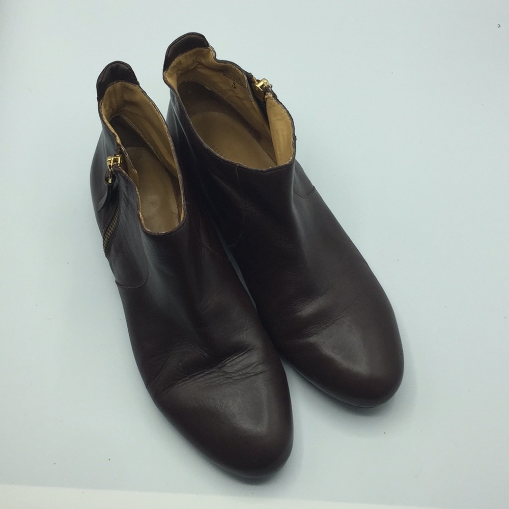 Nine West Leather Brown Ankle Boots Sz 7m